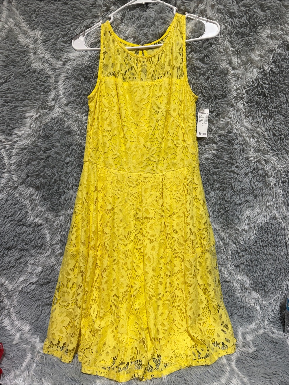 dressbarn Bright Yellow Lace Sleeveless A-Line Dress